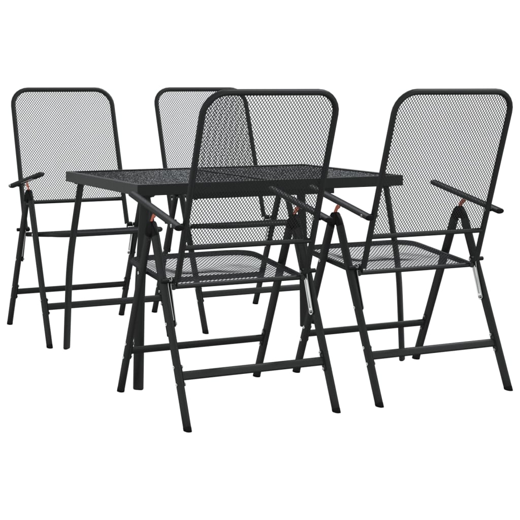 vidaXL 5 Piece Garden Dining Set Anthracite Metal Mesh