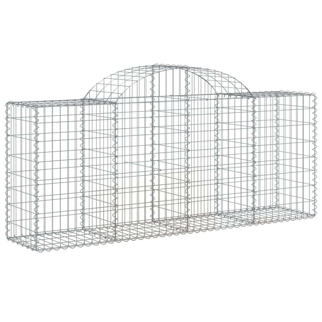 vidaXL Arched Gabion Baskets 2 pcs 200x50x80/100 cm Galvanised Iron