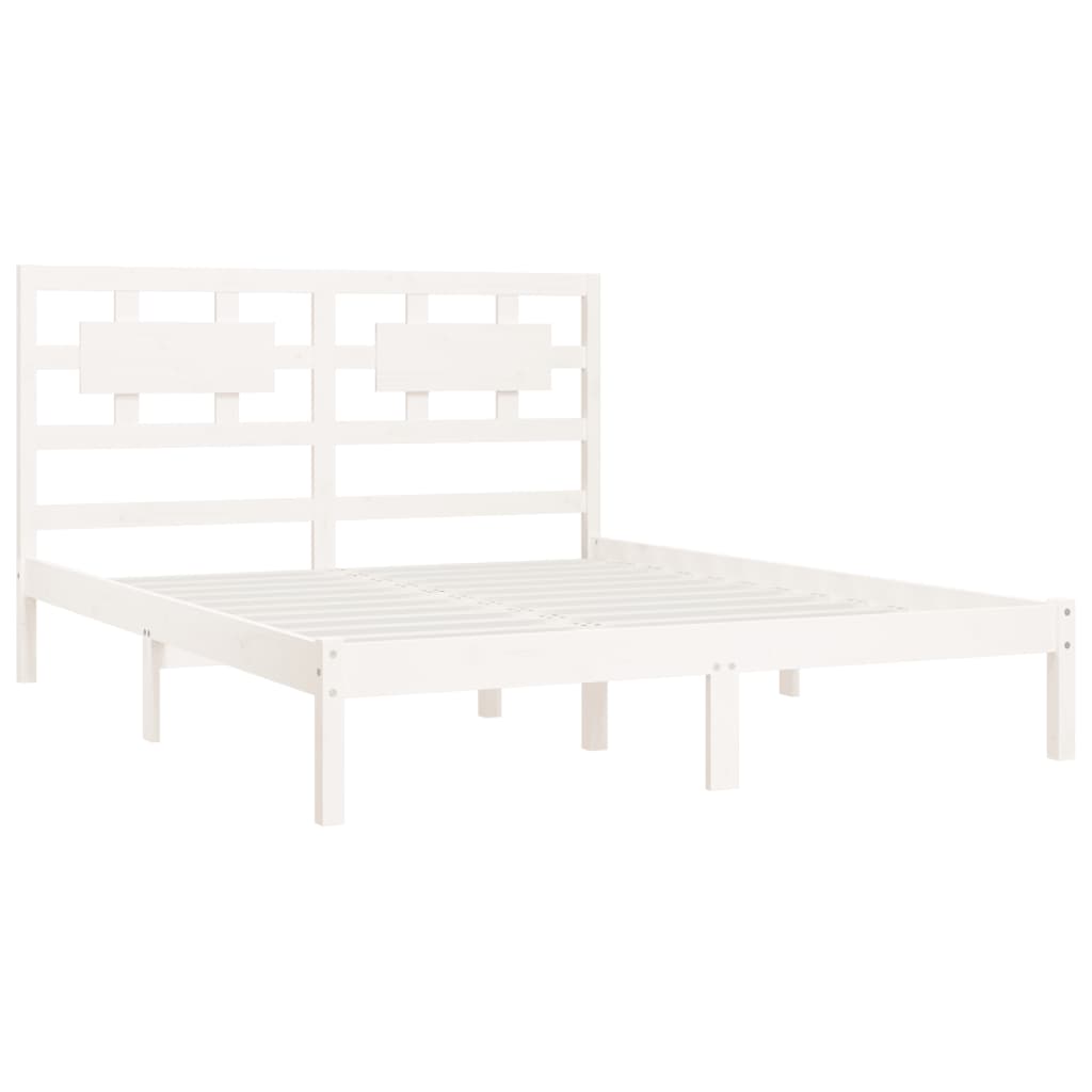 vidaXL Bed Frame without Mattress White 180x200 cm Super King Solid Wood Pine