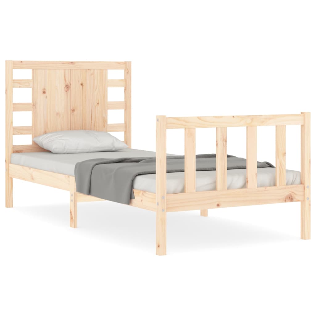 vidaXL Bed Frame with Headboard Single Solid Wood