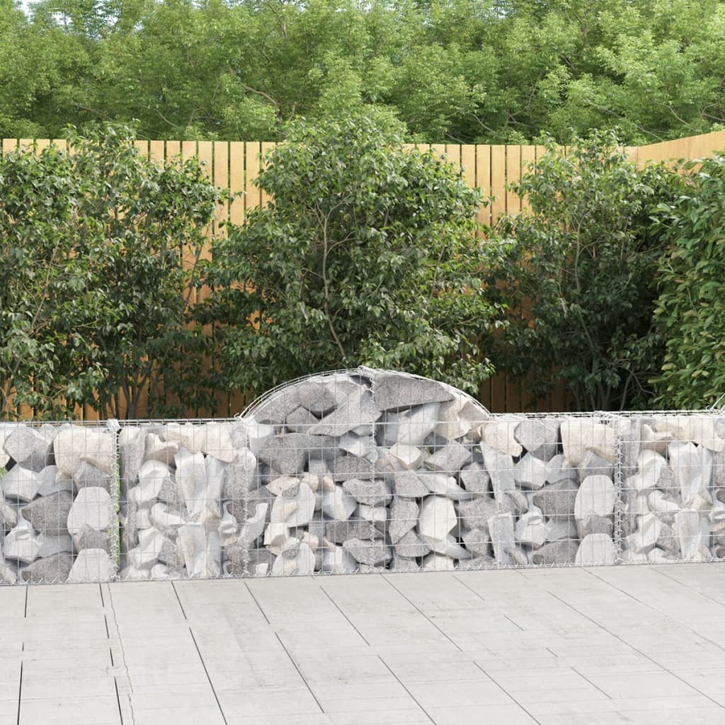 vidaXL Arched Gabion Basket 200x30x60/80 cm Galvanised Iron