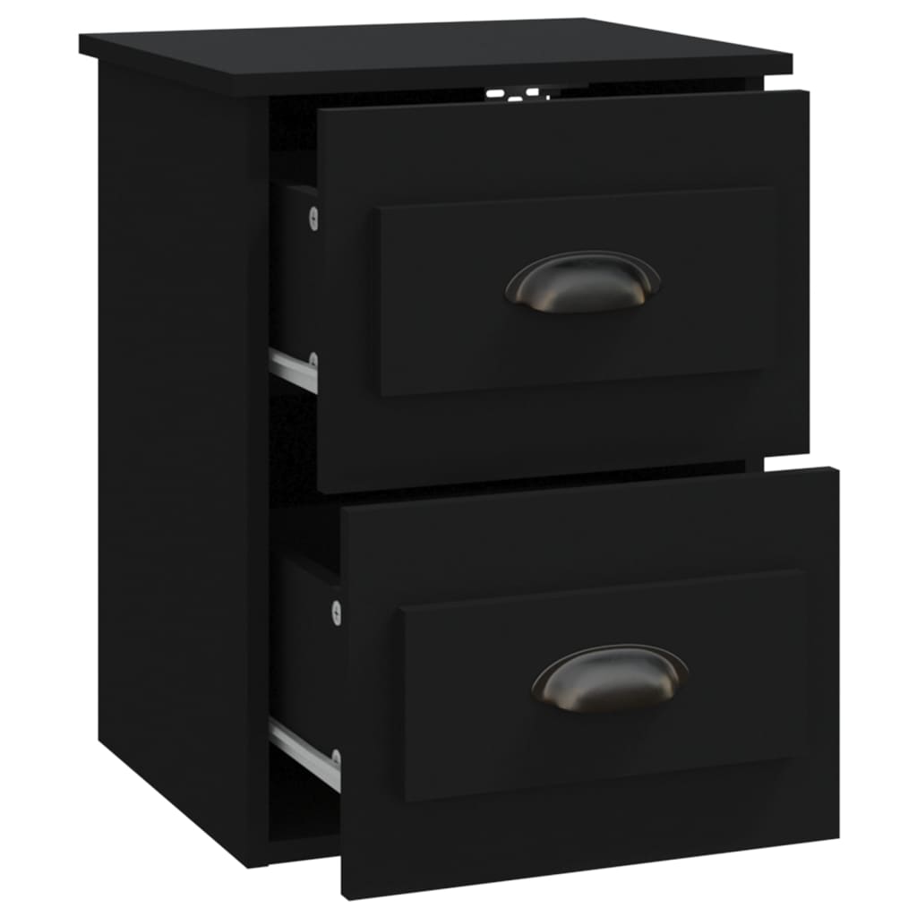 vidaXL Wall-mounted Bedside Cabinet Black 41.5x36x53cm