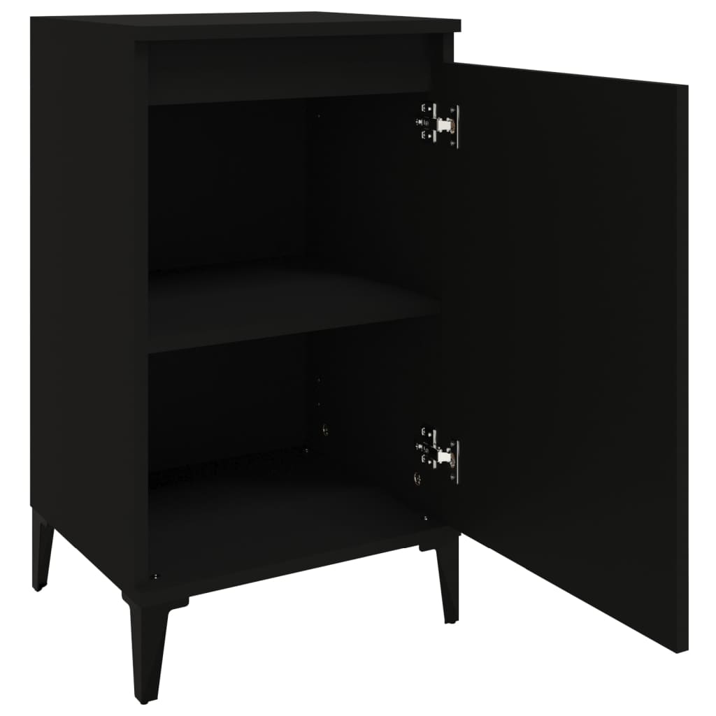 vidaXL Bedside Cabinet Black 40x35x70 cm Engineered Wood