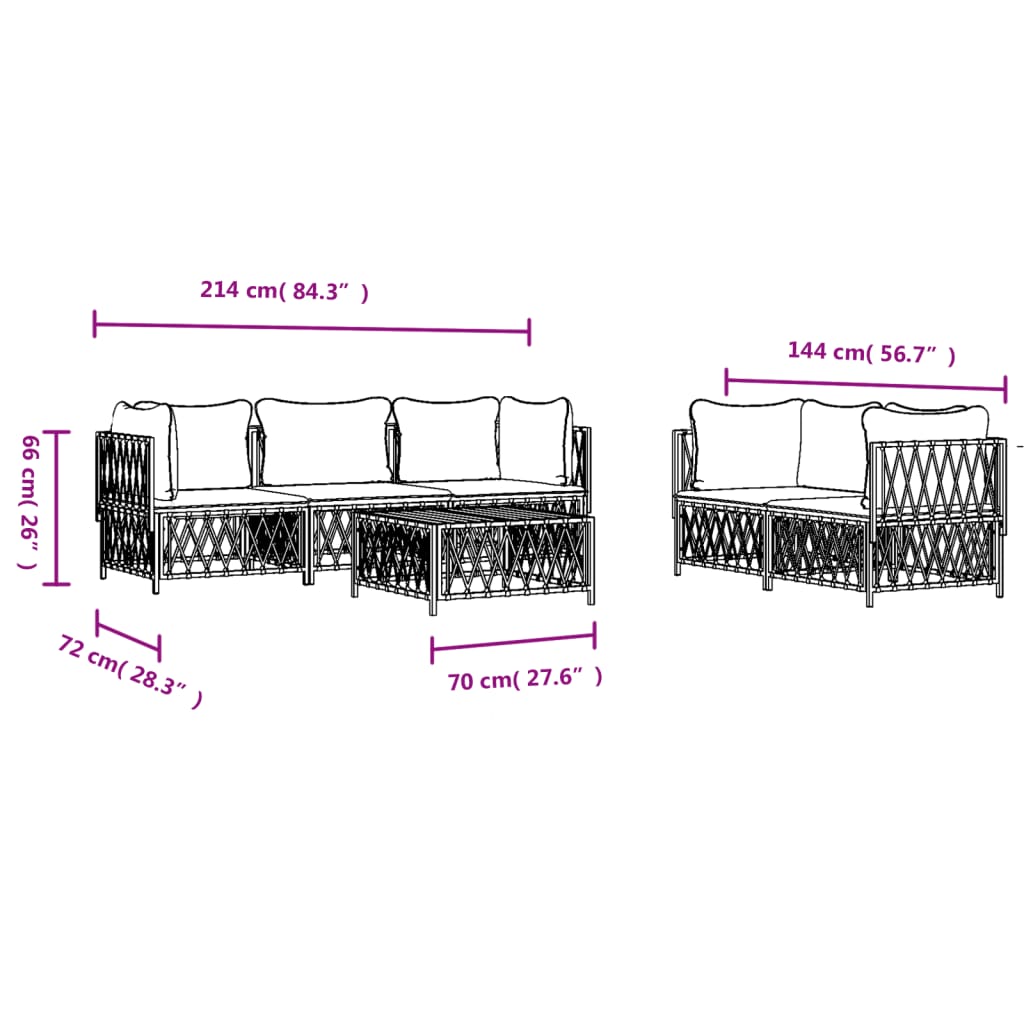 vidaXL 6 Piece Garden Lounge Set with Cushions Anthracite Steel