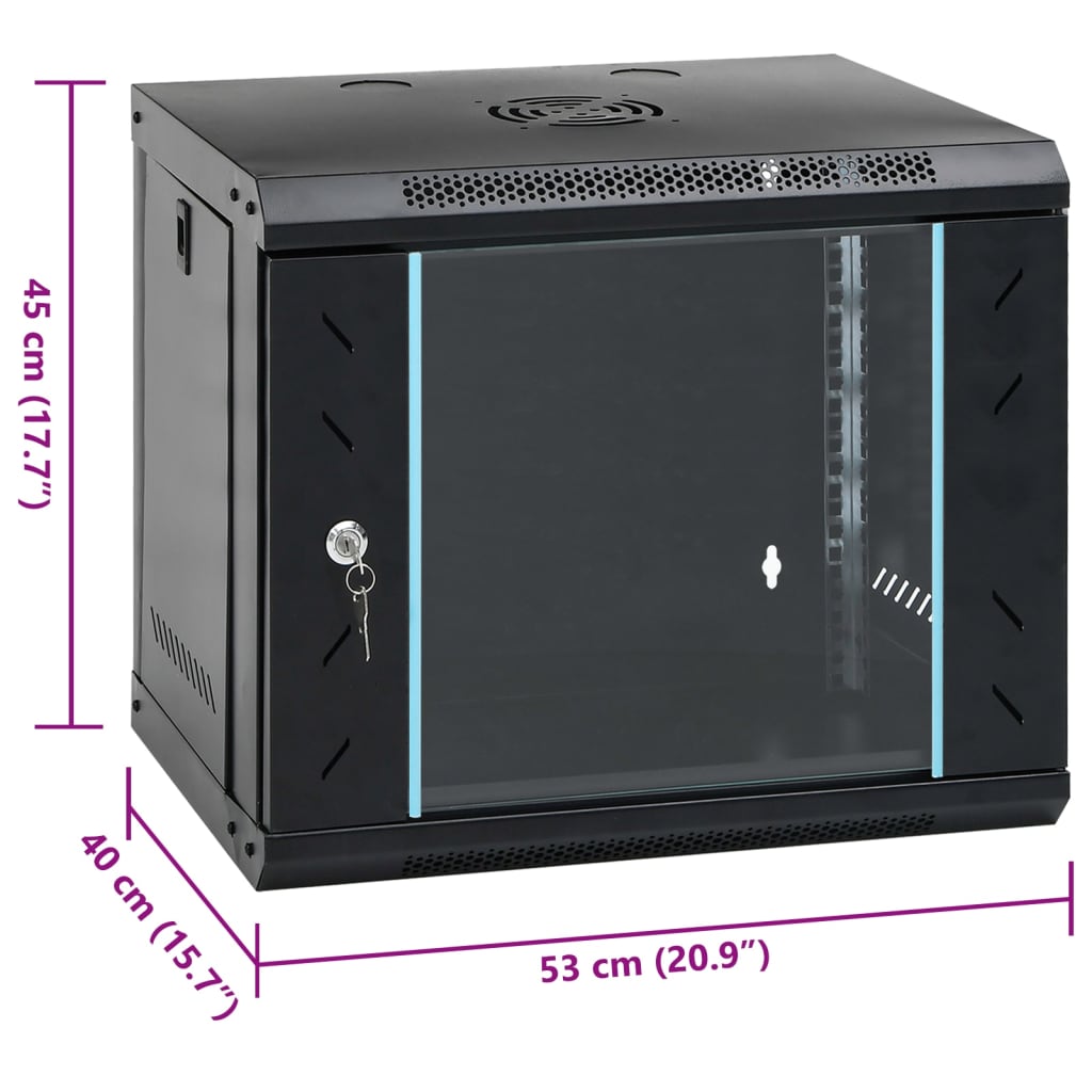 vidaXL 9U Wall Mounted Network Cabinet 19" IP20 53x40x45 cm