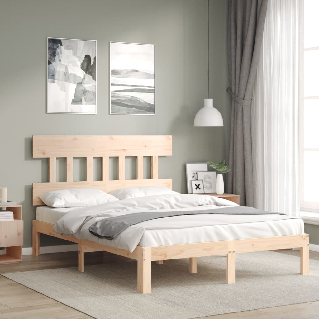 vidaXL Bed Frame without Mattress Double Solid Wood Pine