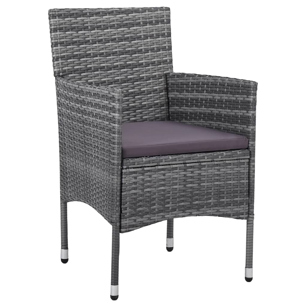 vidaXL 5 Piece Garden Dining Set Poly Rattan Grey