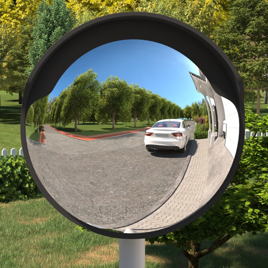 vidaXL Outdoor Convex Traffic Mirror Black Ø60 cm Polycarbonate