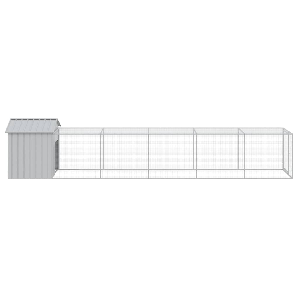 vidaXL Chicken Cage with Run Light Grey 117x609x123 cm Galvanised Steel