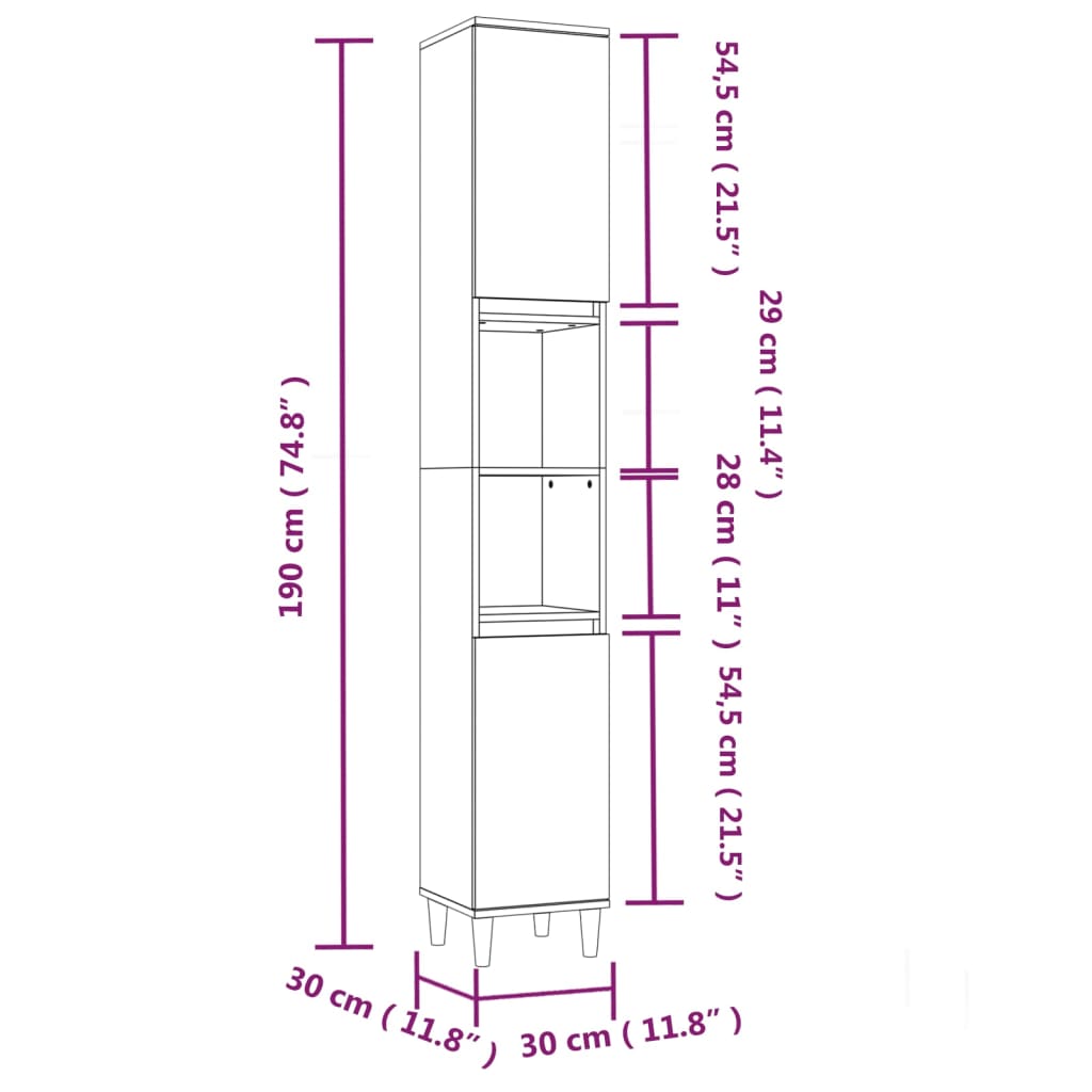 vidaXL 3 Piece Bathroom Furniture Set Smoked Oak Engineered Wood