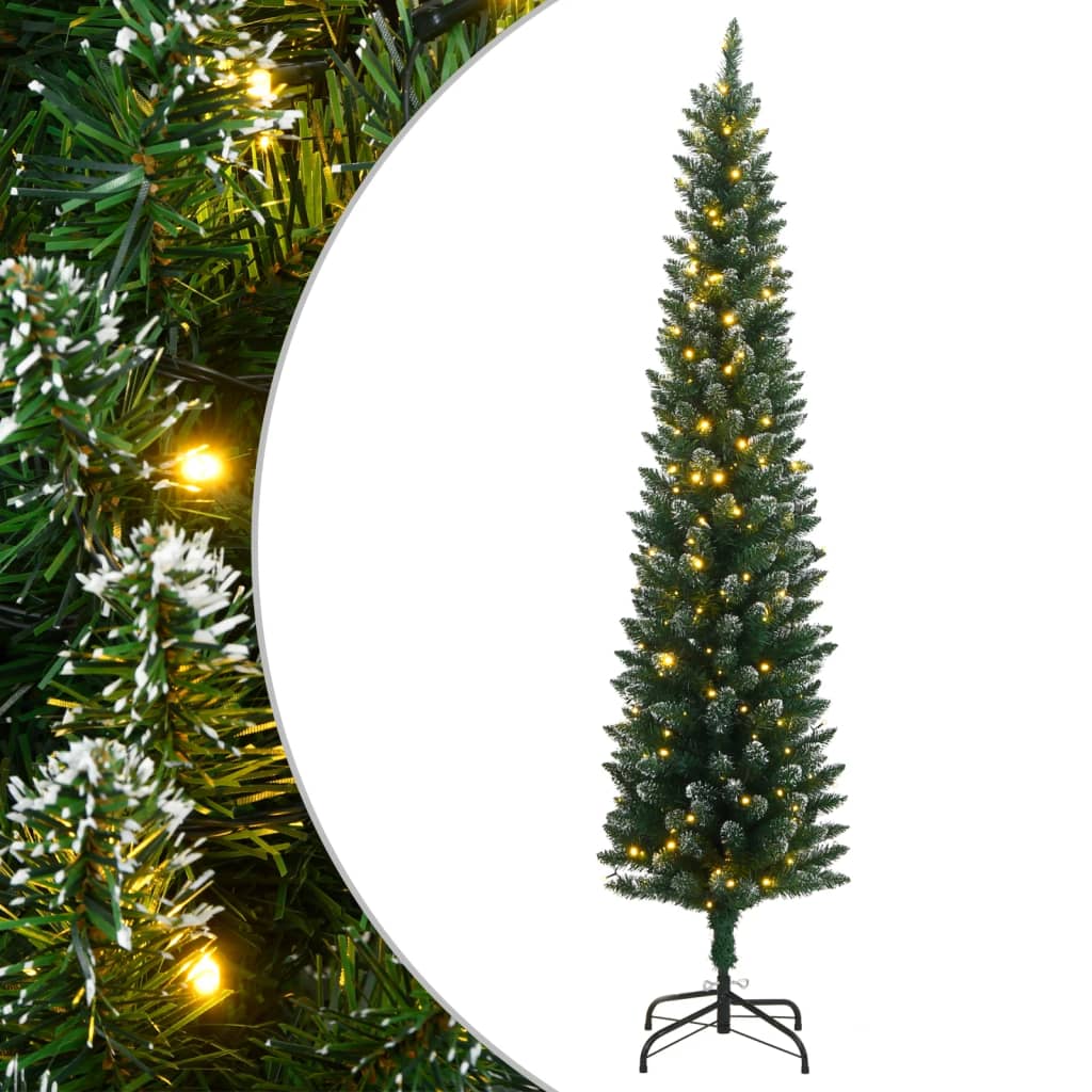 vidaXL Artificial Slim Christmas Tree 150 LEDs 120 cm