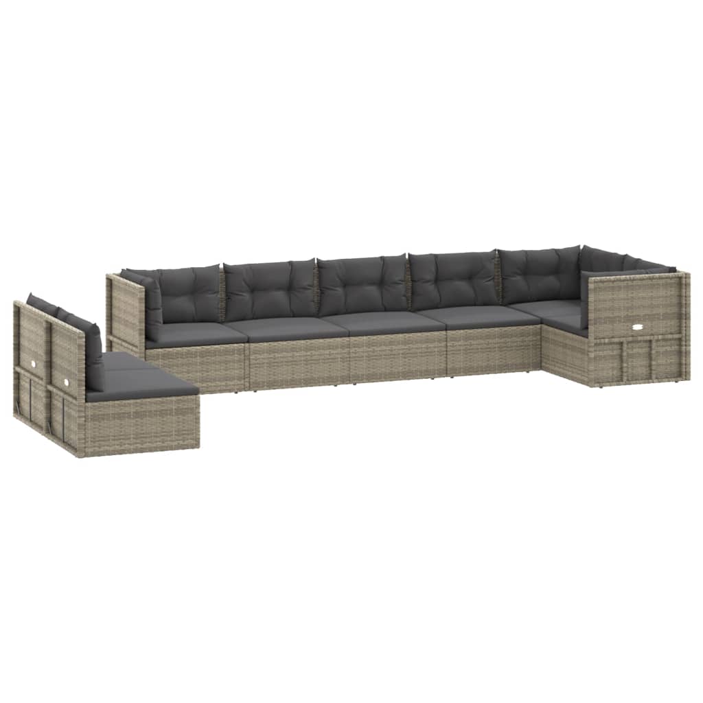 vidaXL 8 Piece Garden Lounge Set with Cushions Grey Poly Rattan