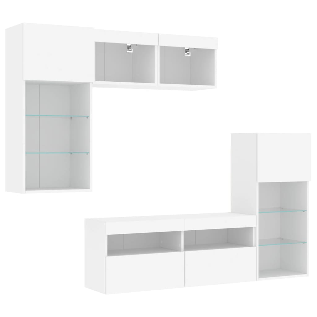 vidaXL 5 Piece TV Wall Units with LED White Engineered Wood