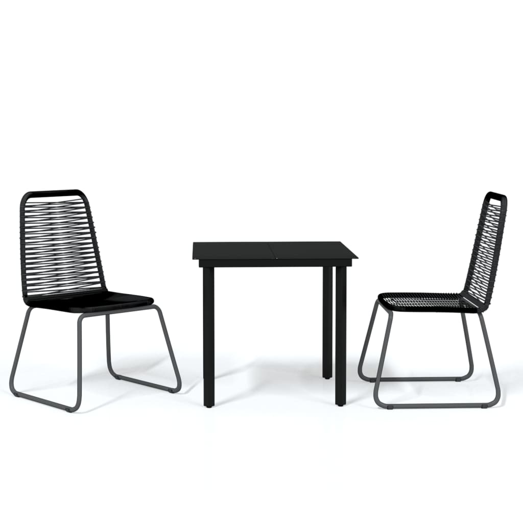 vidaXL 3 Piece Garden Dining Set Black