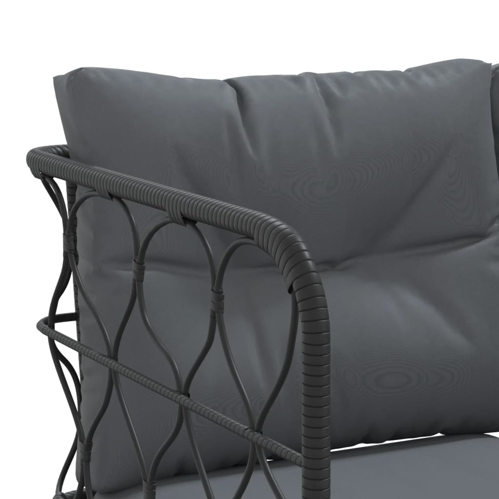 vidaXL Garden Sofa Set with Cushions Black Steel and Textilene