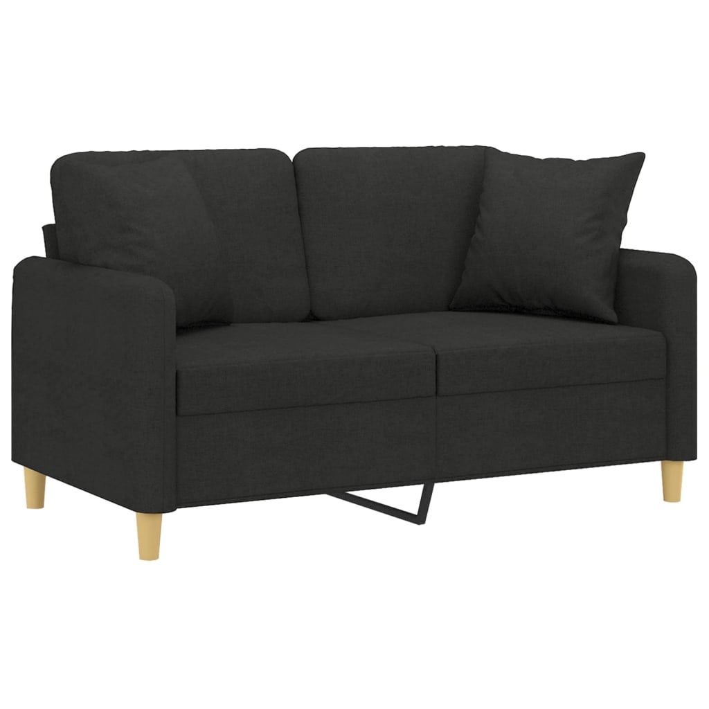 vidaXL 2-Seater Sofa with Throw Pillows Black 120 cm Fabric