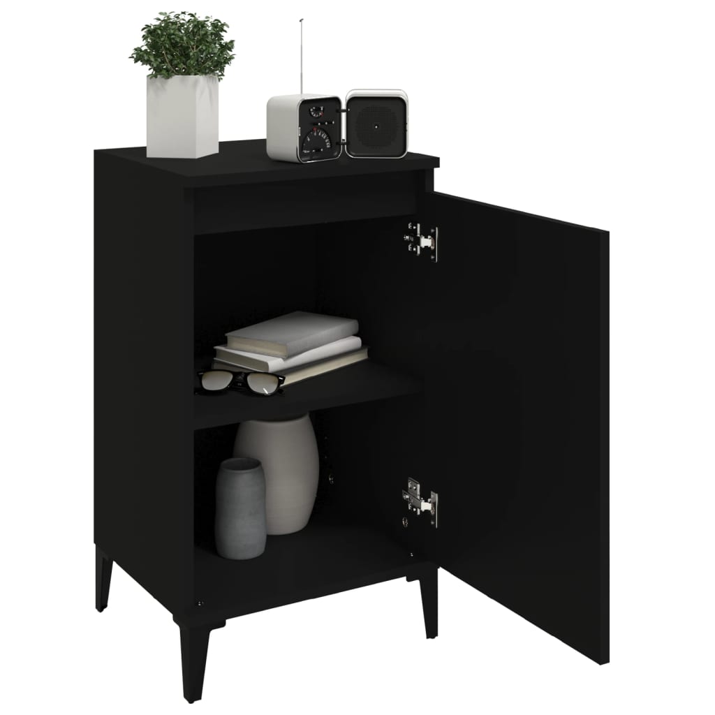 vidaXL Bedside Cabinet Black 40x35x70 cm Engineered Wood