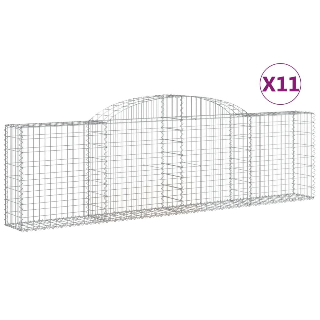 vidaXL Arched Gabion Baskets 11 pcs 300x30x80/100 cm Galvanised Iron