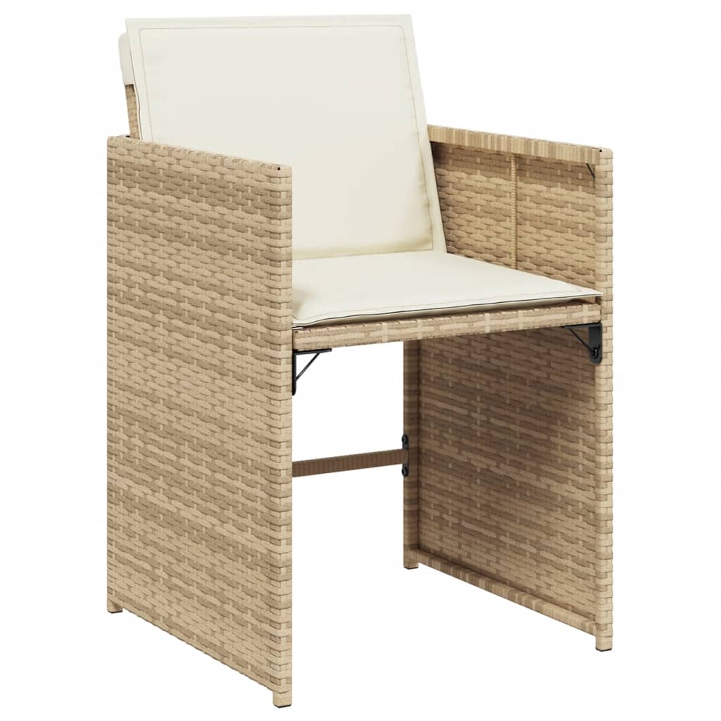 vidaXL Garden Chairs with Cushions 4 pcs Beige Poly Rattan