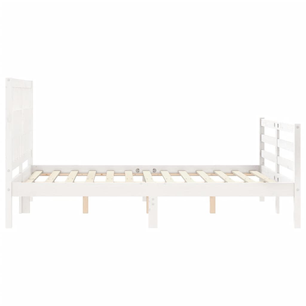 vidaXL Bed Frame without Mattress White Double Solid Wood