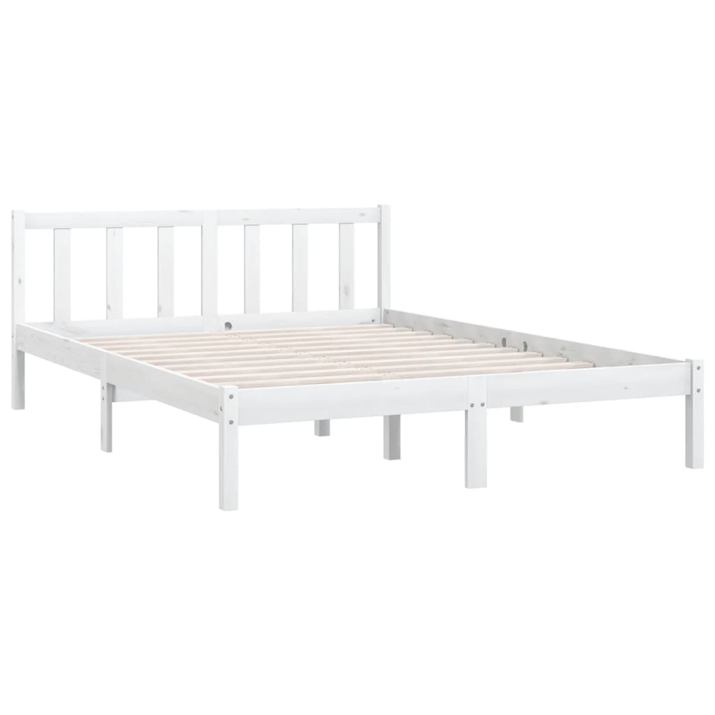 vidaXL Bed Frame without Mattress White Solid Wood Double