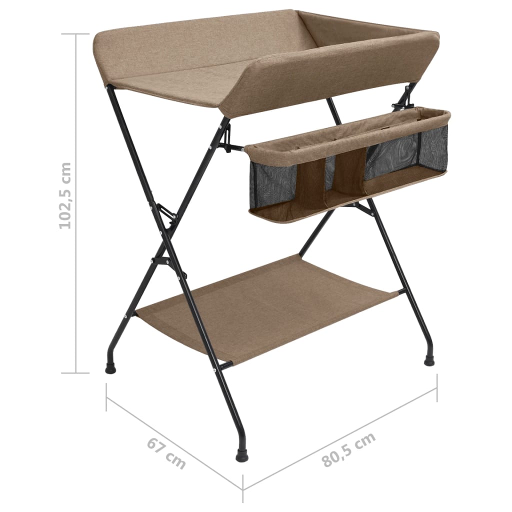 vidaXL Changing Table Taupe Iron