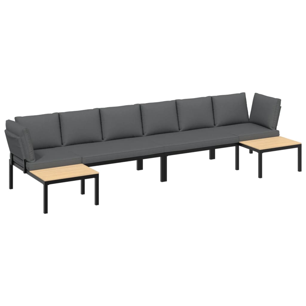 vidaXL 4 Piece Garden Sofa Set with Cushions Black Aluminium