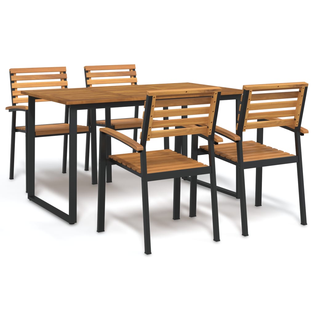 vidaXL 5 Piece Garden Dining Set Solid Wood Acacia and Metal