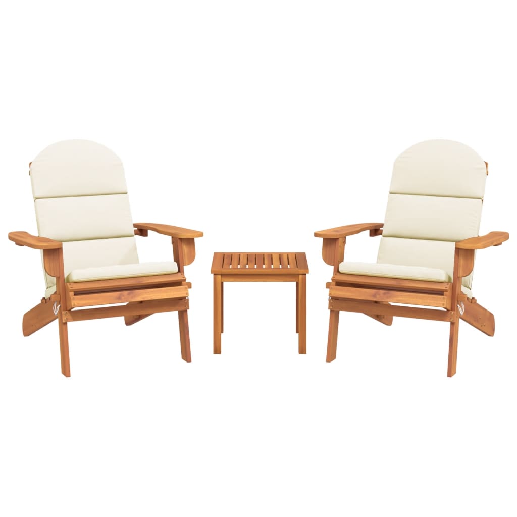 vidaXL 3 Piece Adirondack Garden Lounge Set Solid Wood Acacia