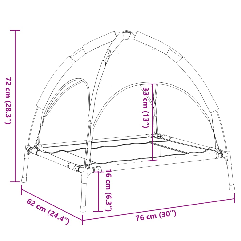 vidaXL Dog Bed with Canopy Anthracite Oxford Fabric and Steel