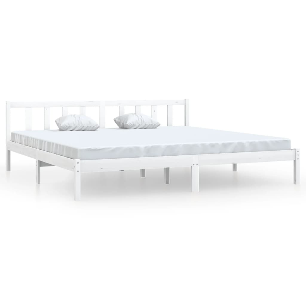 vidaXL Bed Frame without Mattress White Solid Wood Super King Size