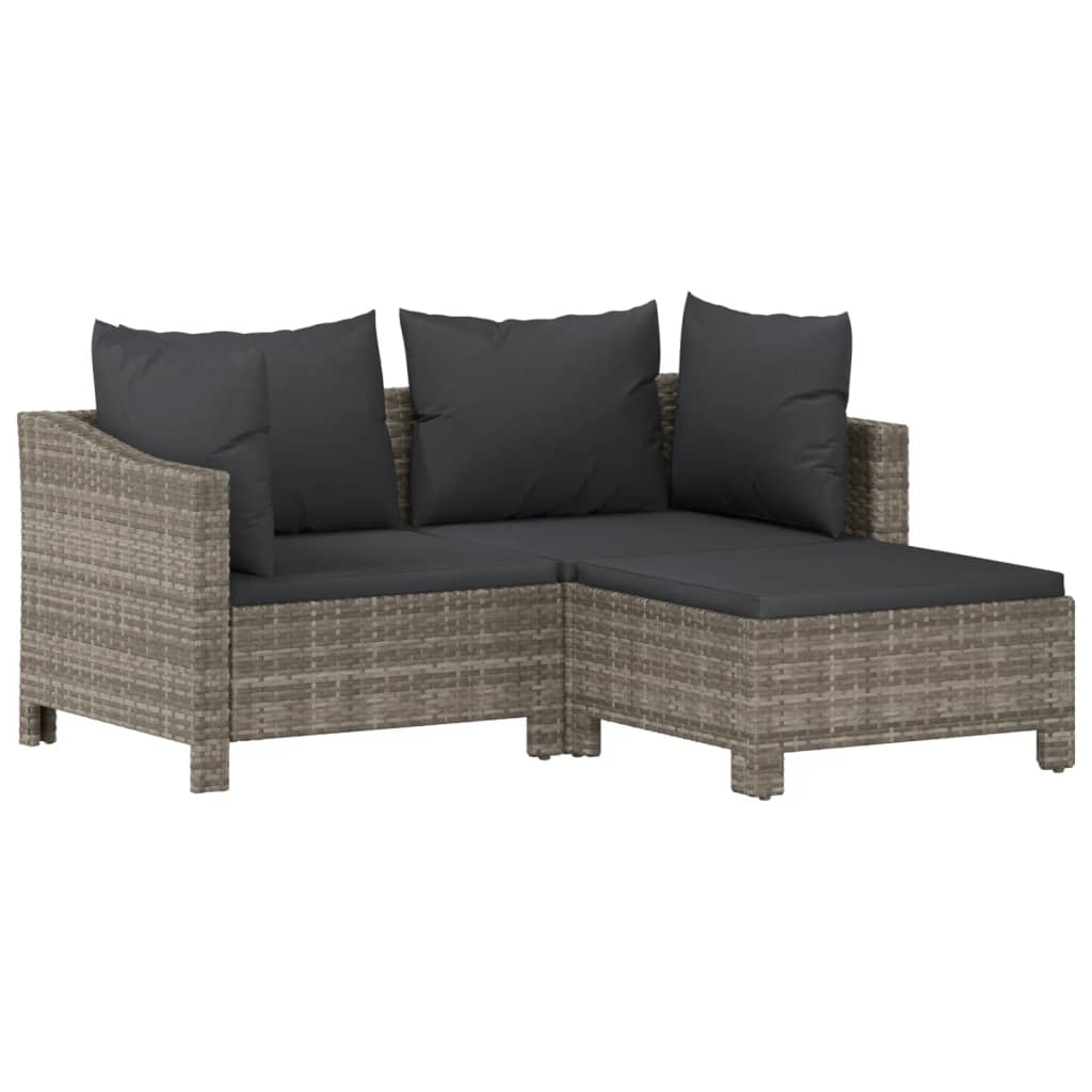 vidaXL 6 Piece Garden Lounge Set with Cushions Grey Poly Rattan