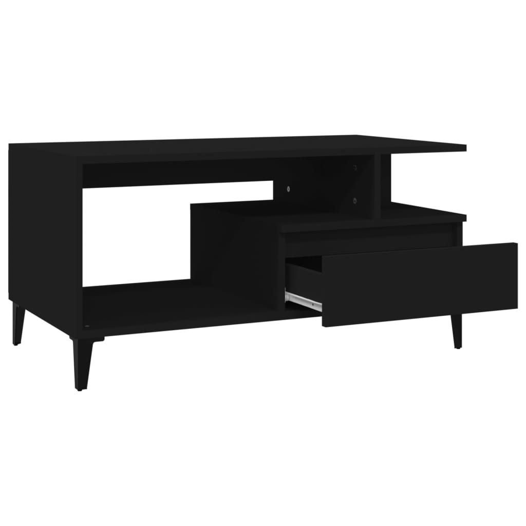 vidaXL Coffee Table Black 90x49x45 cm Engineered Wood