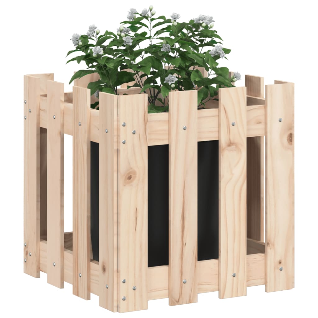 vidaXL Garden Planter with Fence Design 40x40x40 cm Solid Wood Pine