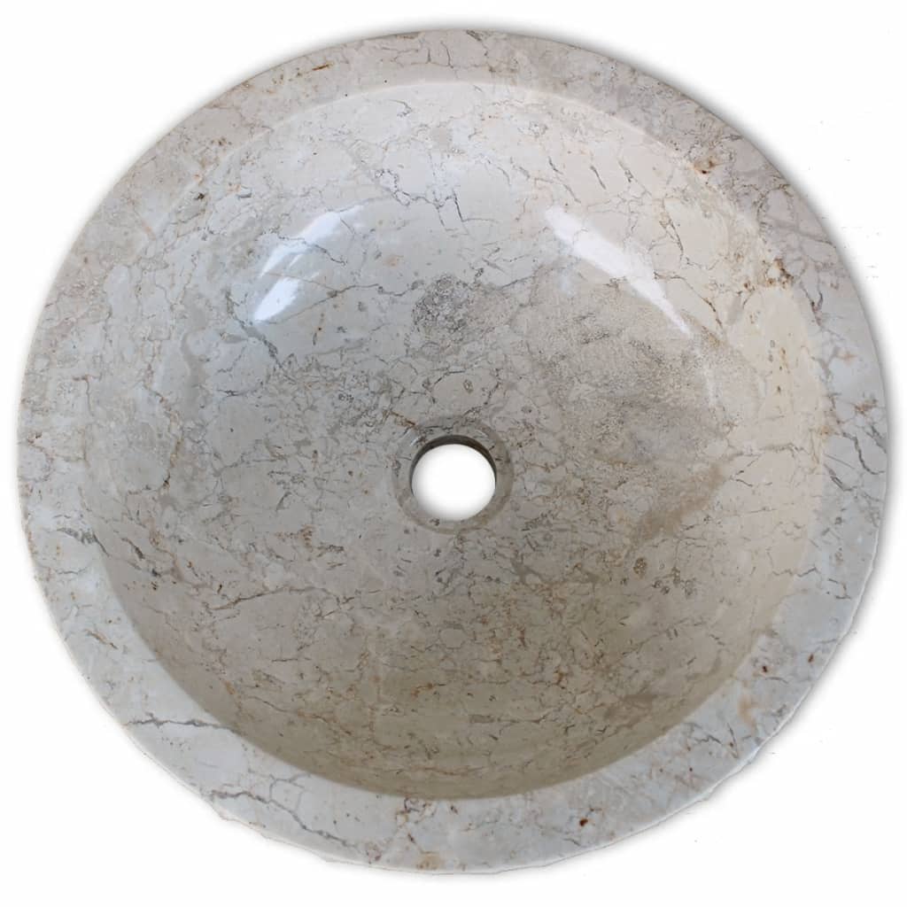 vidaXL Basin Marble 40 cm Cream