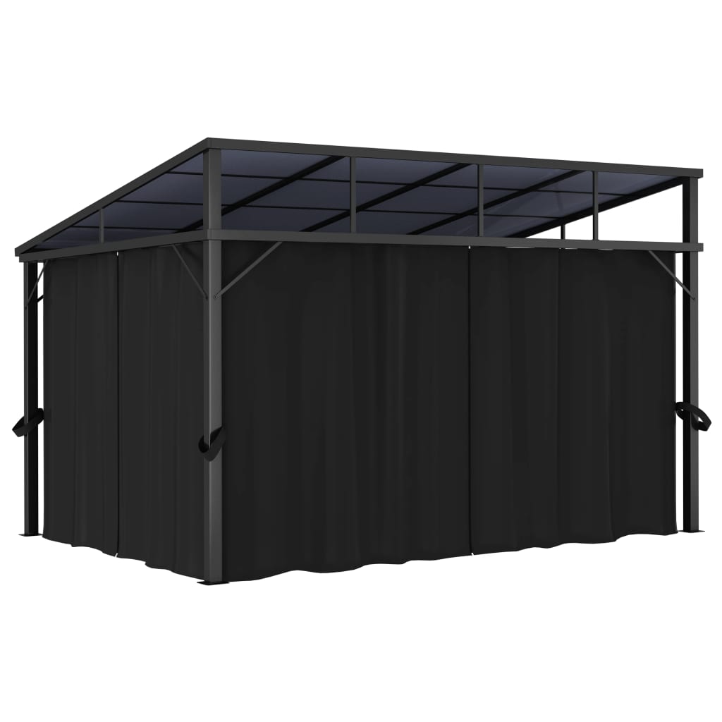 vidaXL Gazebo with Curtain 405x294x244 cm Anthracite