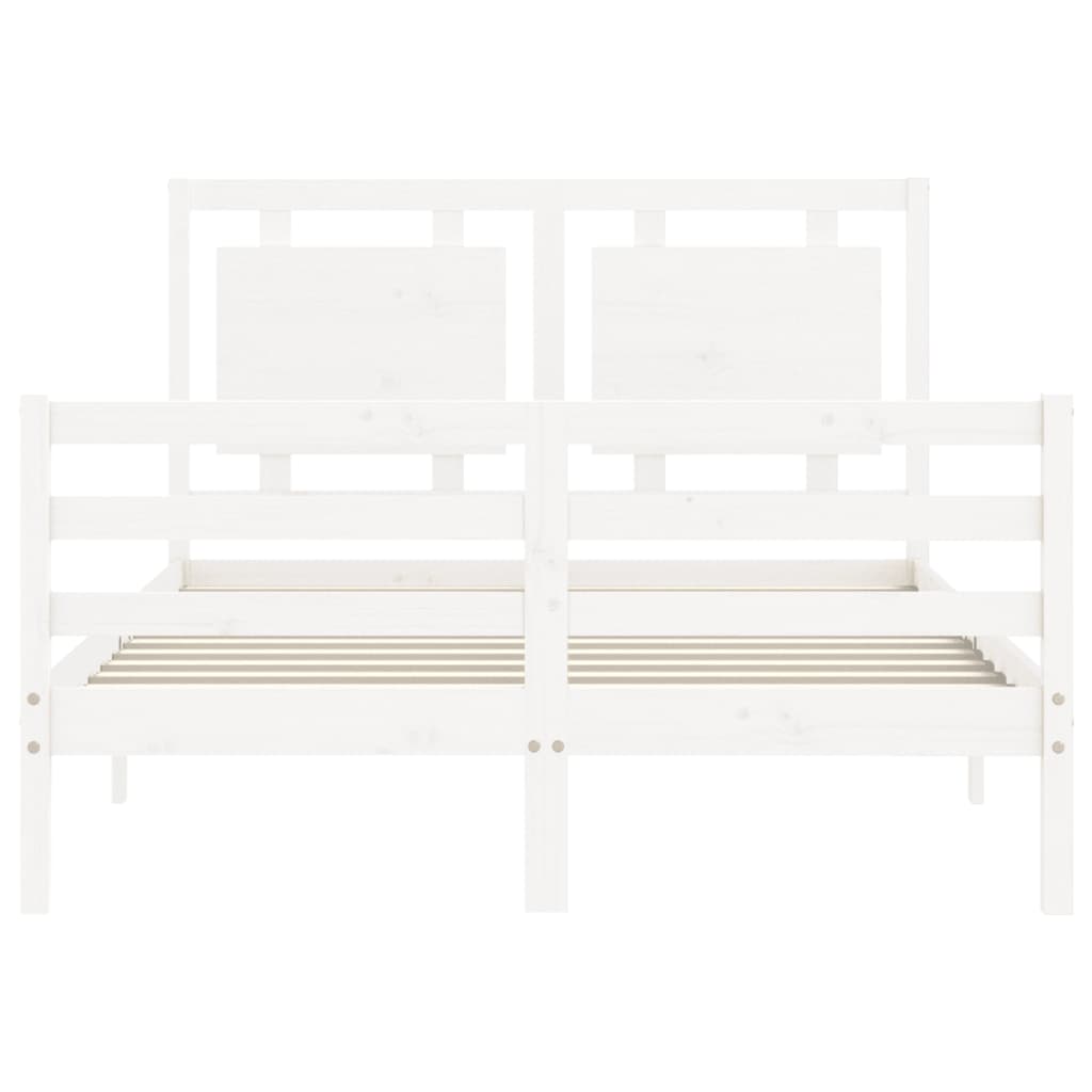 vidaXL Bed Frame without Mattress White Double Solid Wood