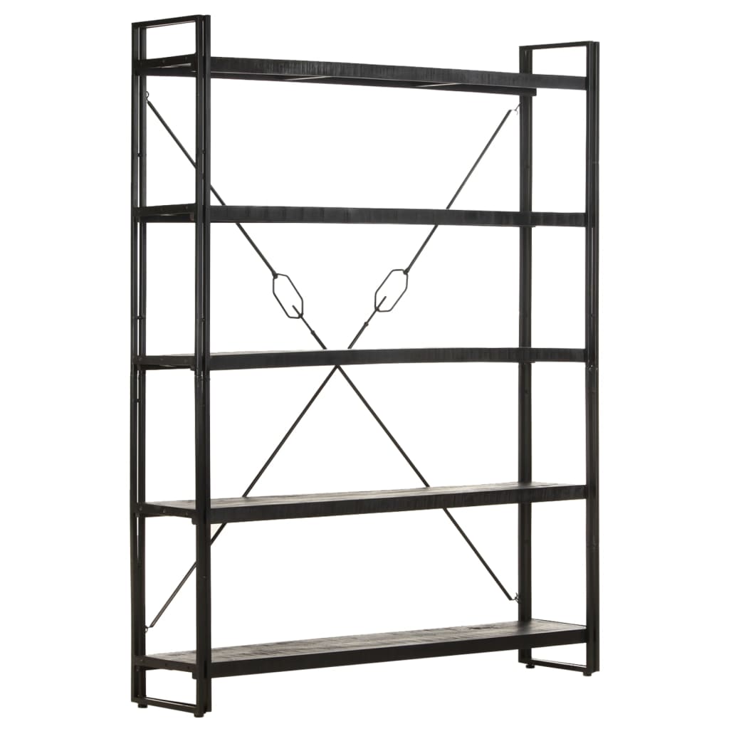 vidaXL 5-Tier Bookcase Black 140x30x180 cm Solid Mango Wood