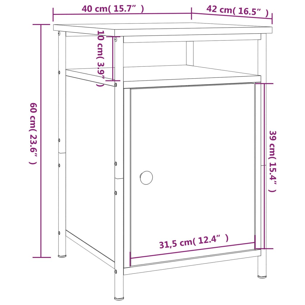 vidaXL Bedside Cabinet Sonoma Oak 40x42x60 cm Engineered Wood