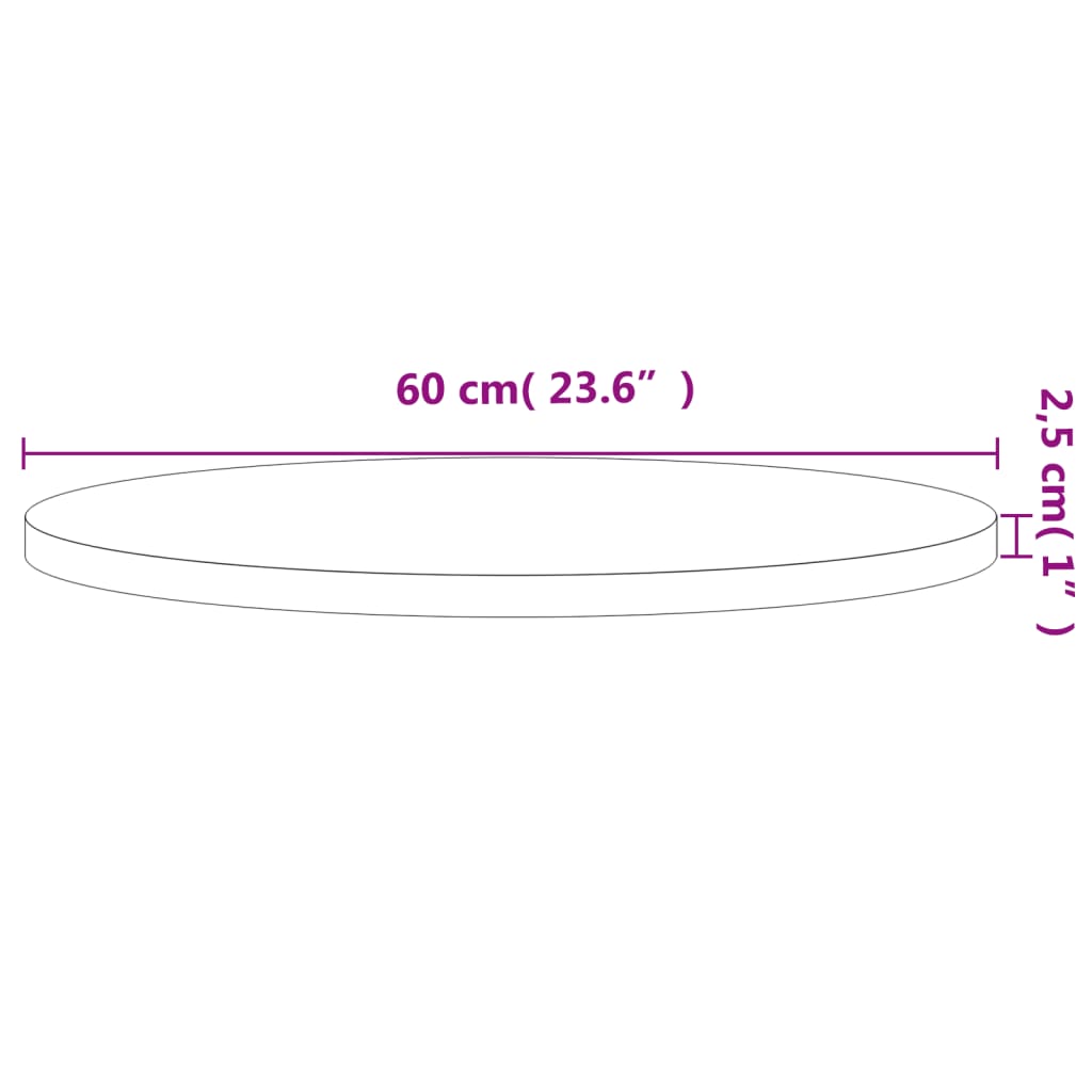 vidaXL Table Top Ø60x2.5 cm Round Solid Wood Beech