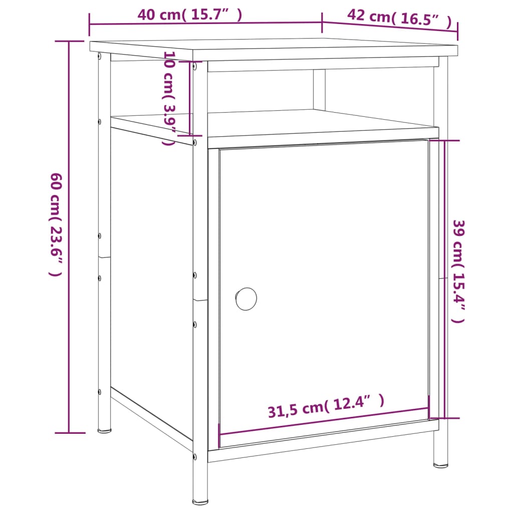 vidaXL Bedside Cabinets 2 pcs Black 40x42x60 cm Engineered Wood