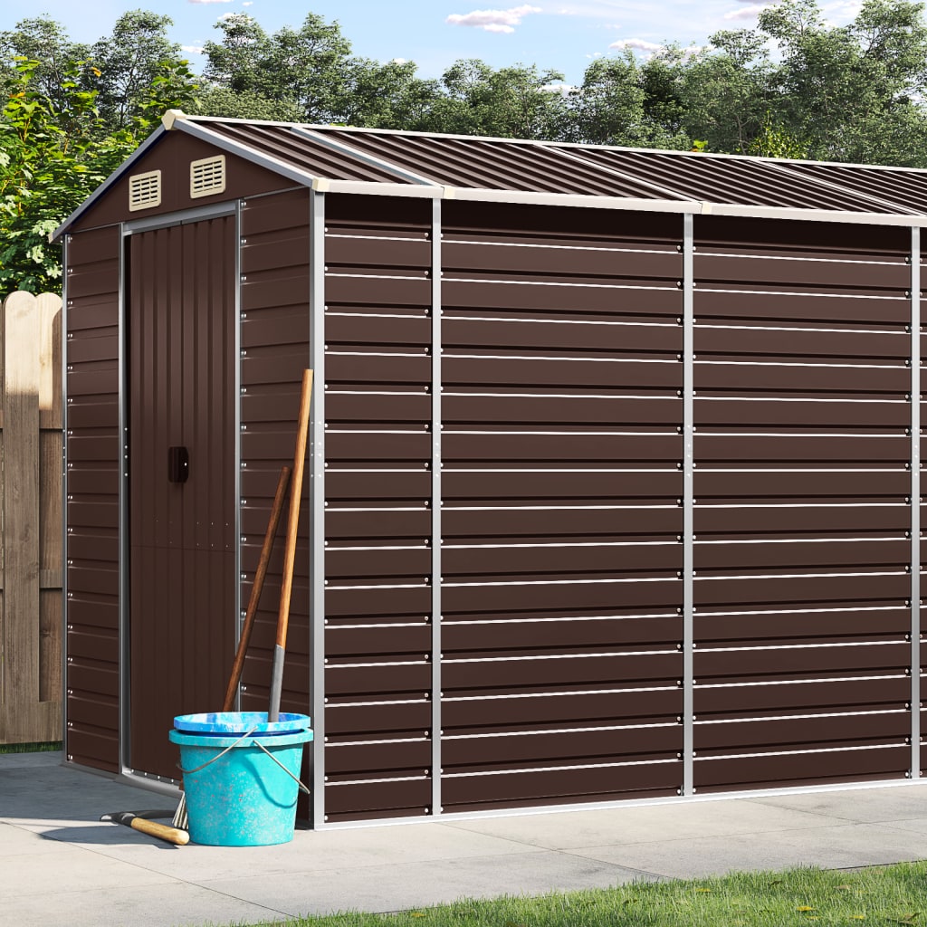 vidaXL Garden Shed Brown 191x810x198 cm Galvanised Steel