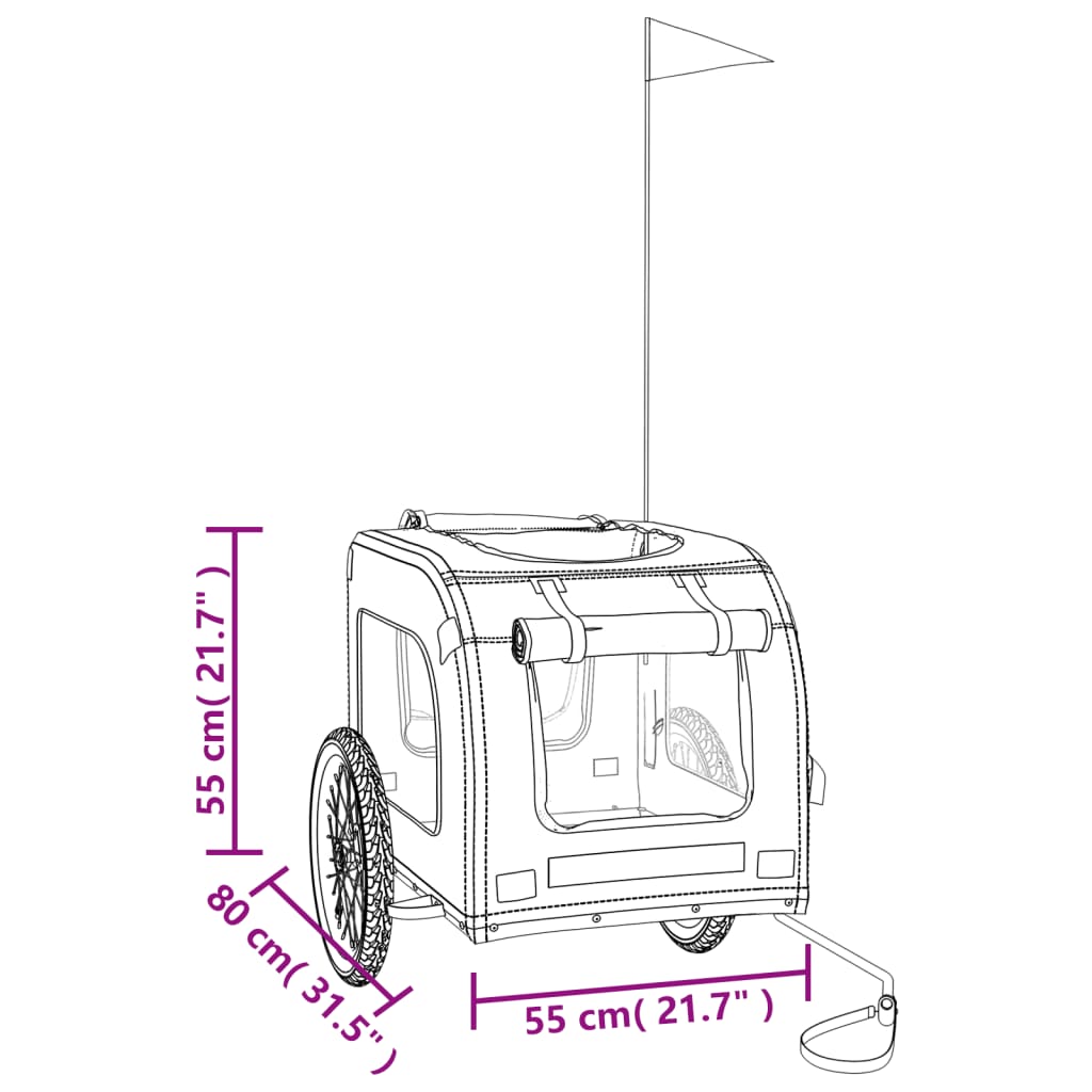 vidaXL Pet Bike Trailer Grey and Black Oxford Fabric&Iron