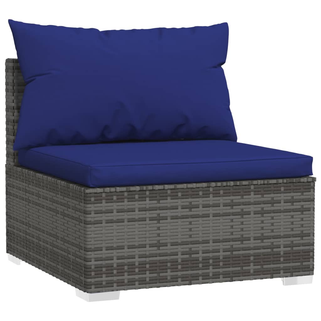 vidaXL 4 Piece Garden Lounge Set with Cushions Poly Rattan Grey