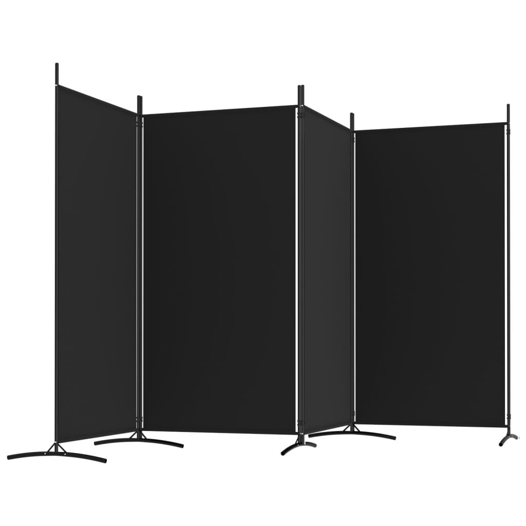 vidaXL 4-Panel Room Divider Black 346x180 cm Fabric