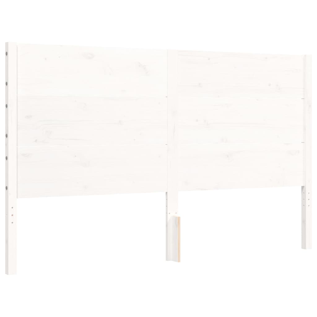 vidaXL Bed Frame with Headboard White King Size Solid Wood