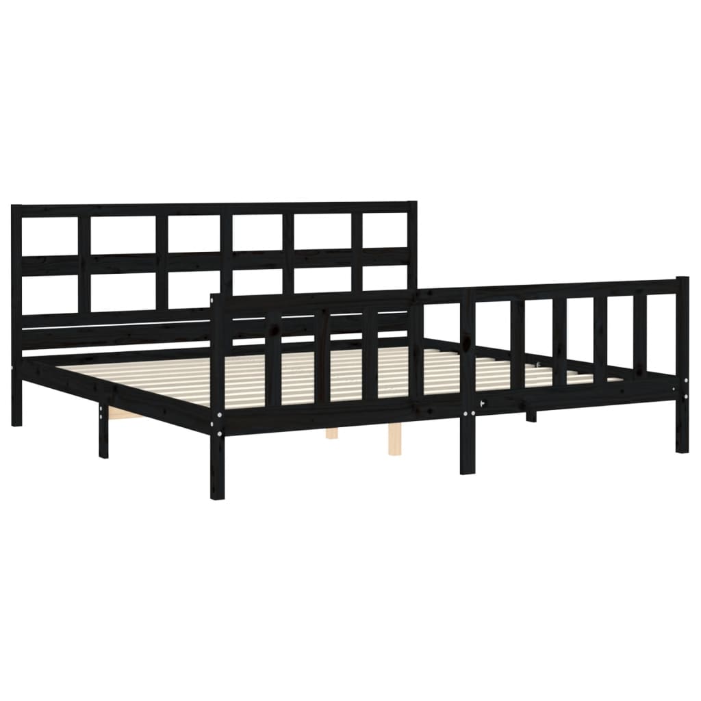 vidaXL Bed Frame without Mattress Black Super King Size Solid Wood Pine