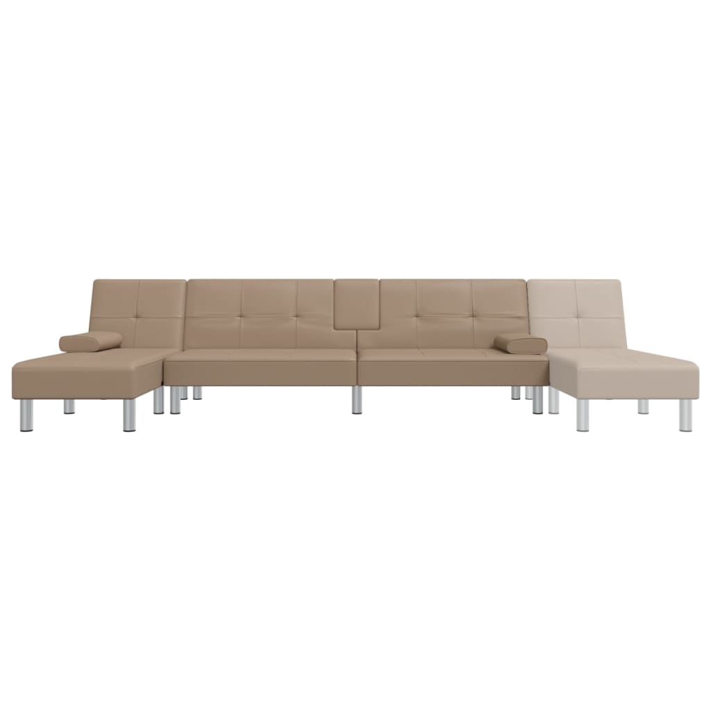 vidaXL L-shaped Sofa Bed Cappuccino 255x140x70 cm Faux Leather