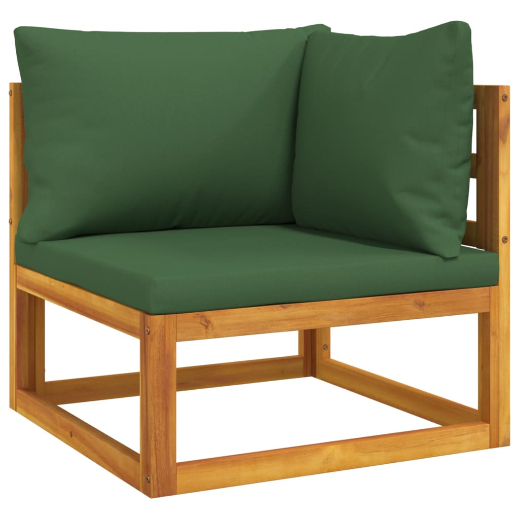 vidaXL 7 Piece Garden Lounge Set with Green Cushions Solid Wood