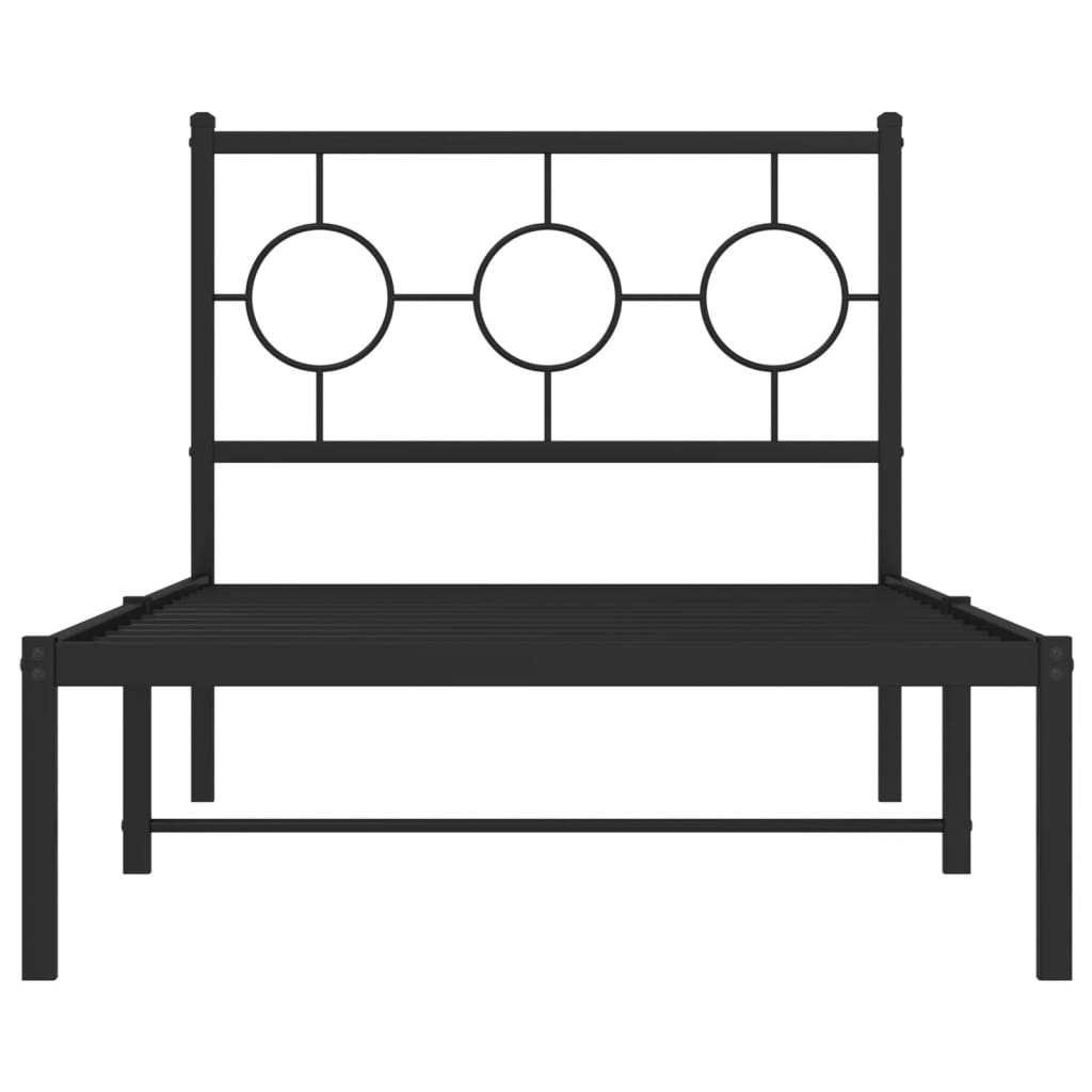 vidaXL Metal Bed Frame without Mattress with Headboard Black 90x190 cm Single